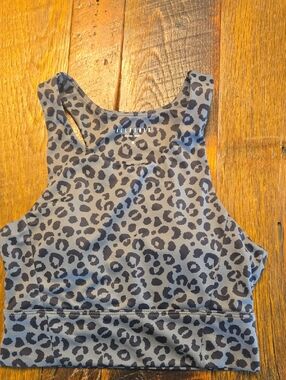 ALLFENIX Sports Bra size MEDIUM Black with Leopard Dots